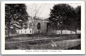 Vtg Colchester Connecticut CT Cragin Memorial Public Library 1920s View Postcard