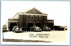 SCOTT FIELD ILL FIRE DEPARTMENT VINTAGE REAL PHOTO POSTCARD RPPC