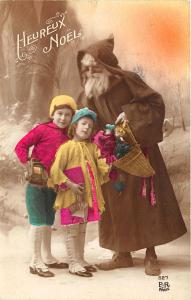 Christmas Brown Suited Santa Claus Girls Toys Real Photo Postcard