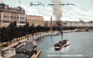 LONDON UK VICTORIA EMBANKMENT~GORDON SMITH-STROUD GREEN RD PUBL POSTCARD 1906