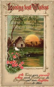 Vintage Postcard Loving Best Wishes As Time Goes Onward Greeting Card Souvenir