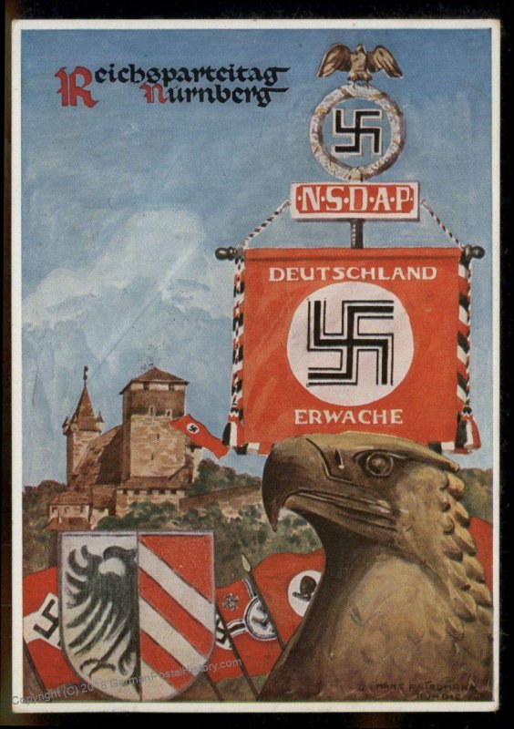 3rd Reich Germany 1936 Reichsparteitag Eagle and Deutschland Erwache Banne 93446