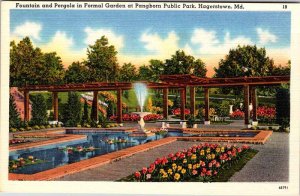 Postcard FOUNTAIN SCENE Hagerstown Maryland MD AK4703