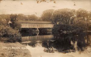 Cornish ME Covered Bridge Ossipee River RPPC Postcard