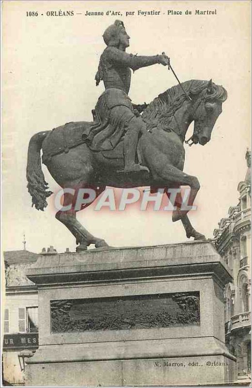 Old Postcard Orleans Joan of Arc in Place du Martroi Foyatier