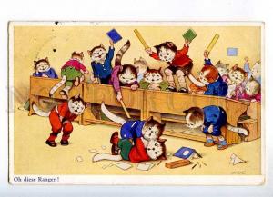 240779 Dressed CAT Fight School y by FB BAUMGARTEN Vintage PC