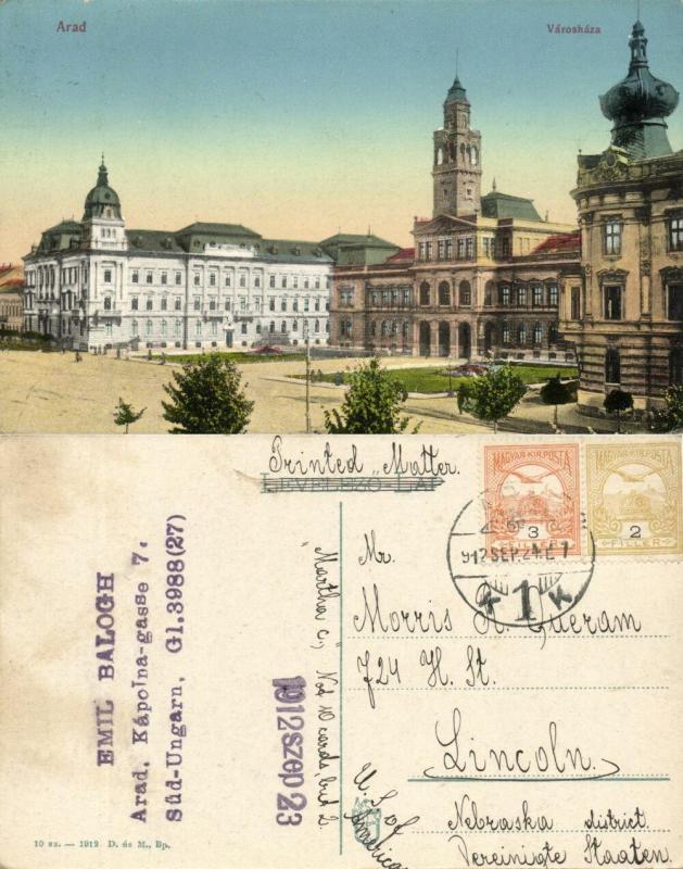 romania, ARAD, Városháza, Town Hall (1912) Postcard