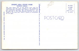 Mitchell IN She Carries Picnic Basket, He The Towel~Spring Mill State Park Beach