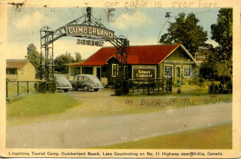 Canada - Ontario, Orillia. Lingerlong Tourist Camp, Cumberland Beach, Lake Co...