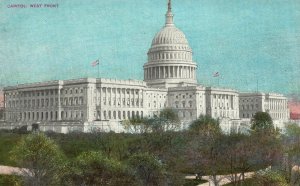 Vintage Postcard 1910's View of U. S. Capitol State West Front Washington D.C.