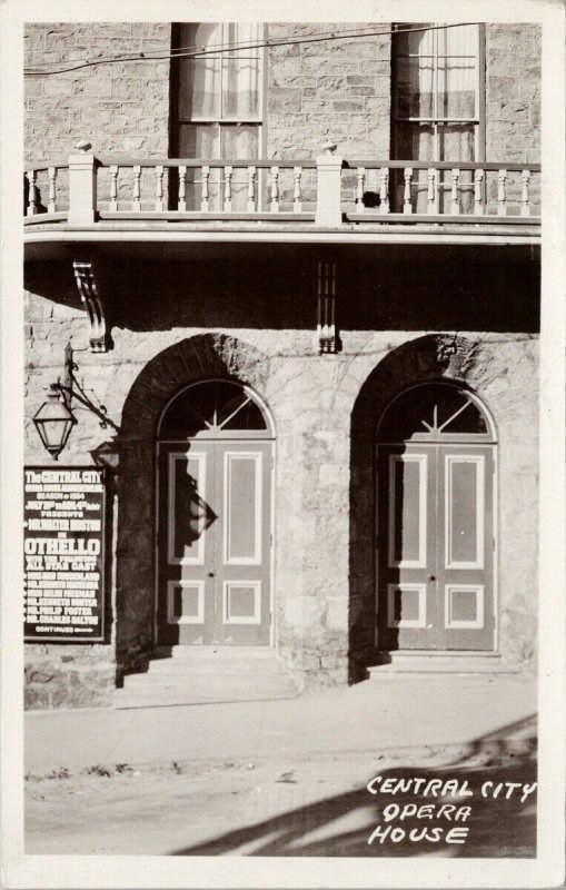 Central City CO Opera House 'Othello' Sign c1934 Unused Real Photo Postcard G74