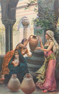 Postcard Arab Women Breastfeeding & Filling Jugs at Public Fountain 1022 Fabbi
