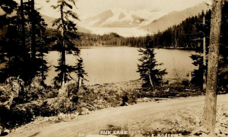 1927 Auke Lake Sitka Juneau Alaska AK Antique RPPC Photo E. Andrews Postcard 