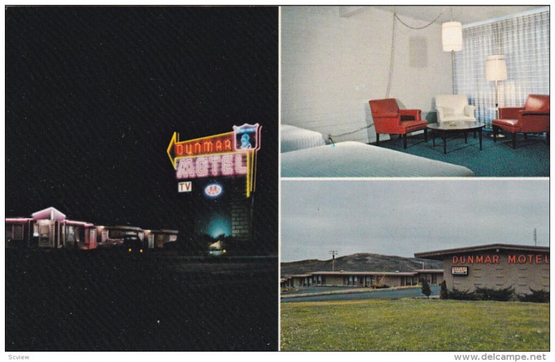 3-Views, Night View, Dunmar Motel, EVANSTON, Wyoming, 40-60s