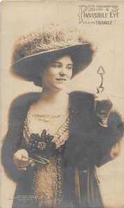 RPPC PEET'S INVISIBLE EYE PHILADELPHIA PENNSYLVANIA CLOTHING PHOTO POSTCARD 1909