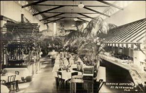 St. Petersburg FL Garden Cafeteria Interior Real Photo Postcard