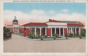 Postcard Memorial Entrance Mississippi Southern College Hattiesburg MS