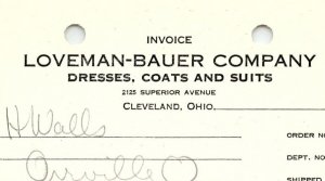 1938 LOVEMAN-BAUER CO. CLEVELAND OH DRESSES COATS SUITS BILLHEAD INVOICE Z1175