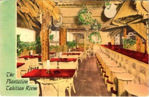 Moline, IL Illinois THE PLANTATION RESTAURANT Tahitian Room/Bar ca1940s Postcard