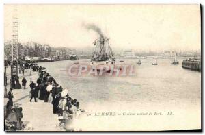 Old Postcard Le Havre boat leaving the harbor Cruiser