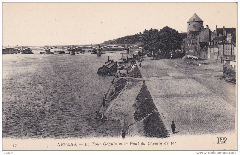 Bridge, La Tour Goguin Et Le Pont Du Chemin De Fer, NEVERS (Nievre), France, ...