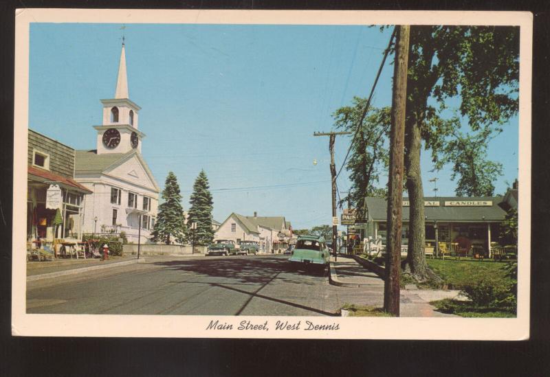 WEST DENNIS MASSACHUSETTS 1955 CHEVY OLD CARS DOWNTOWN STREET POSTCARD