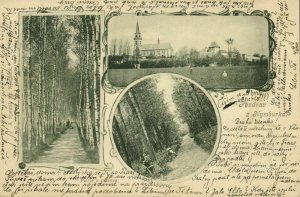 czech, NYMBURKA NYMBURK NIMBURG, Multiview, Panorama with Church (1900) Postcard