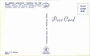 Postcard ON Peterborough Stony Lake St. Peter's Anglican Church Island 1960s K77