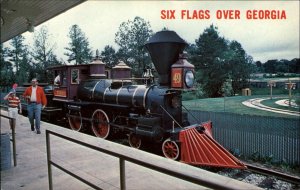 Six Flags Over Georiga Atlanta The Texas Engine Train Miniature RR Postcard