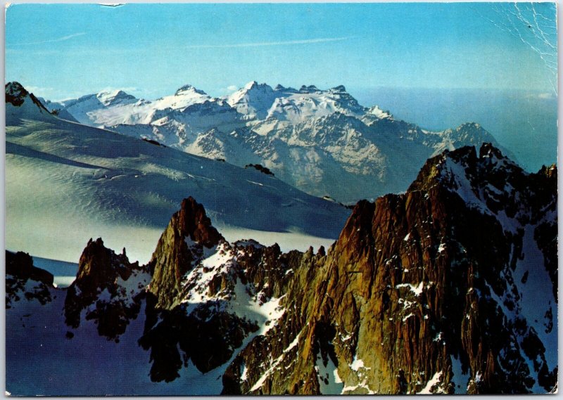 VINTAGE CONTINENTAL SIZE POSTCARD AERIAL VIEW OF GERMAN ALPS REAR SOUVENIR SHEET