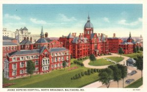 Vintage Postcard 1920's Johns Hopkins Hospital North Broadway Baltimore Maryland