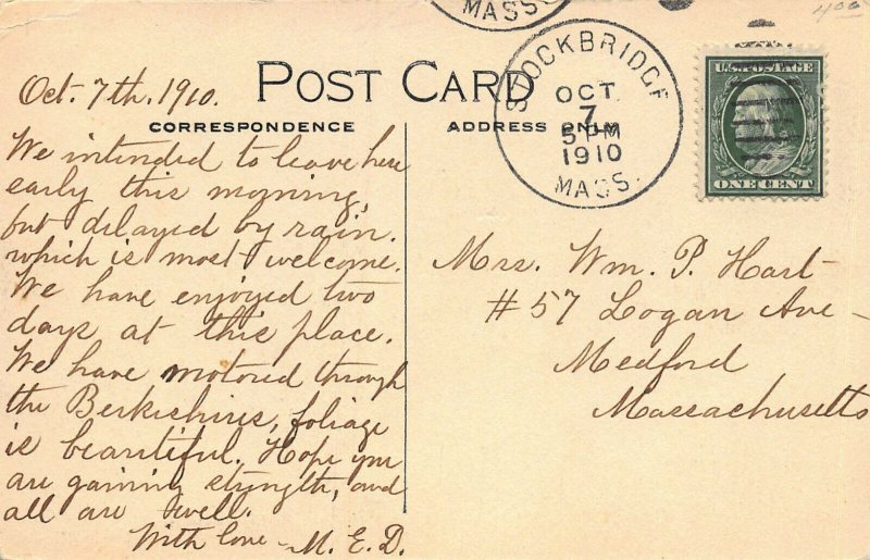 Red Lion Inn, Stockbridge, Massachusetts, Early Postcard, Used  in 1910