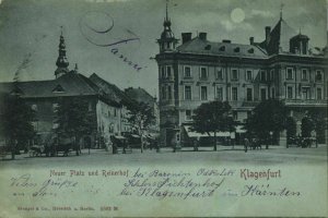 austria, KLAGENFURT CELOVEC, Neuer Platz, Reinerhof (1901) Moonlight Postcard