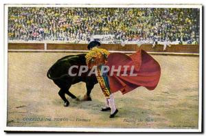 Old Postcard Corrida de Toros Veronica (bullfight bull)