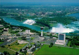 Canada Niagara Falls Aerial View With Minolta Tower Overlooking The Falls and...