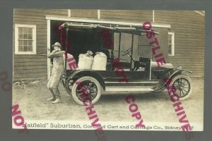 Sidney NEW YORK RPPC c1915 ADVERTISING Car Company HATFIELD SUBURBAN Delivery