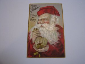 Santa Claus Antique Christmas Postcard Stecher 541 gold coins red robe