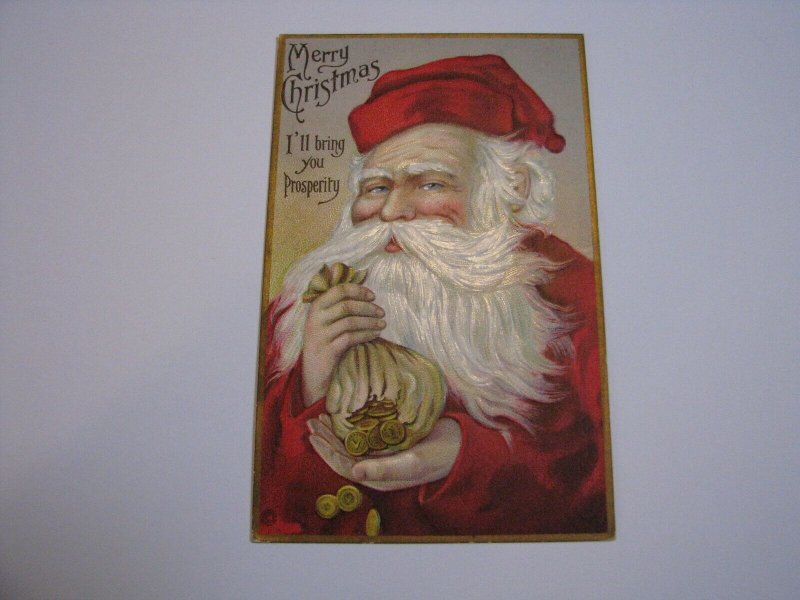 Santa Claus Antique Christmas Postcard Stecher 541 gold coins red robe