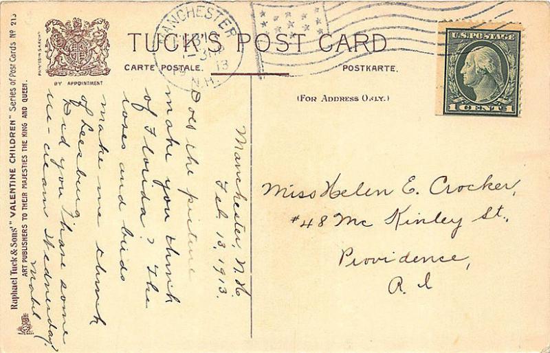 Raphael Tuck Series Valentine Children Young Boy and Girl Postcard