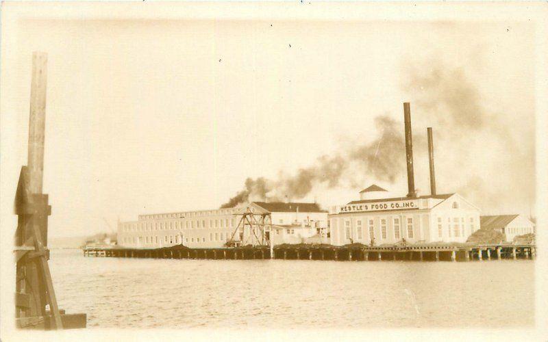 1920s Nestles Food Waterfront Factory RPPC real photo postcard 10273