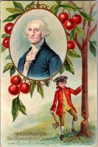 George Washington With Cherry Tree Embossed Vintage Postcard N60