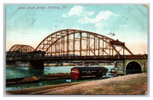 Sixth Street Bridge Pittsburg Pennsylvania PA DB Postcard U16