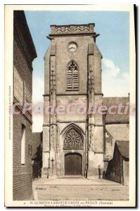 Old Postcard St Quentin Lamotte Cross At Bailly portal of the Church