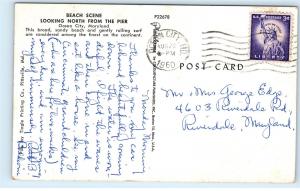 *1960 Beach Scene Surf Swimming Ocean City Maryland MD Vintage Postcard C44