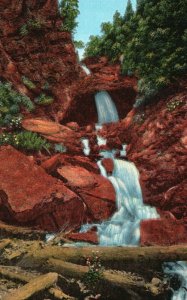 Vintage Postcard 1930's Doughnut Falls Big Cottonwood Canyon Wasatch Forest