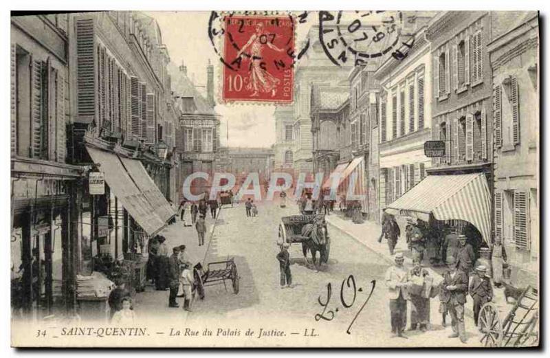 Old Postcard Saint Quentin La Rue du Palais de Justice
