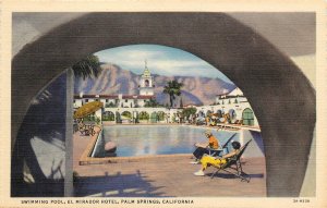 Willard Linen Postcard; Palm Springs CA El Mirador Hotel Swimming Pool, Unposted