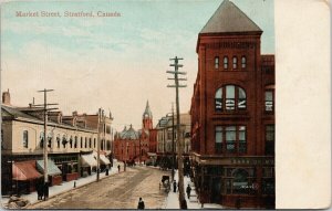 Stratford ON Market St. Bank of Montreal Central Business College Postcard E92