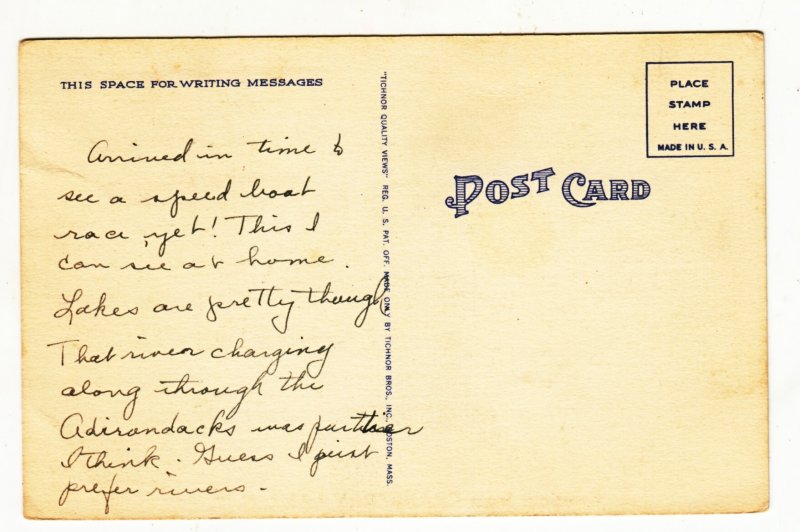 P3219 vintage postcard greetings from cranberry lake new york