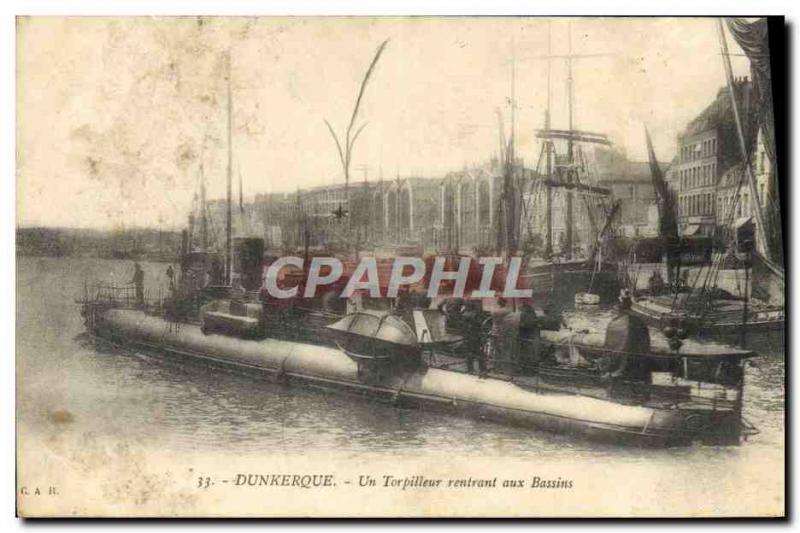 Old Postcard Dunkerque A Torpedo Returning To Basins